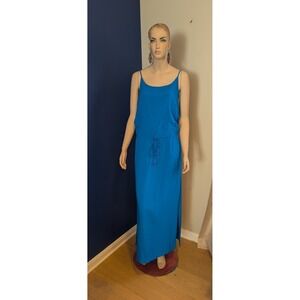 Tommy Bahama Blue Maxi Dress XS/TP Sleeveless Drawstring Waist Slit Casual